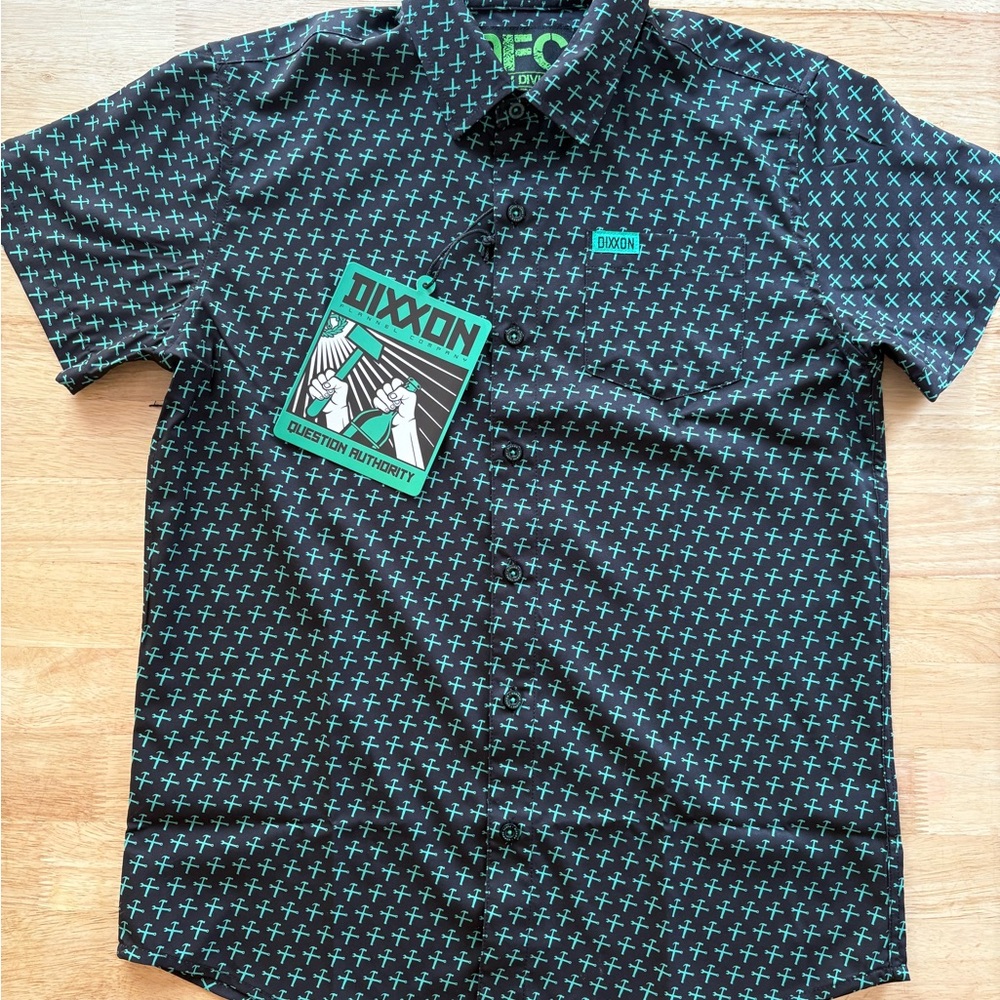 BNWT - DIXXON Men's Black and Teal Casual Shirt